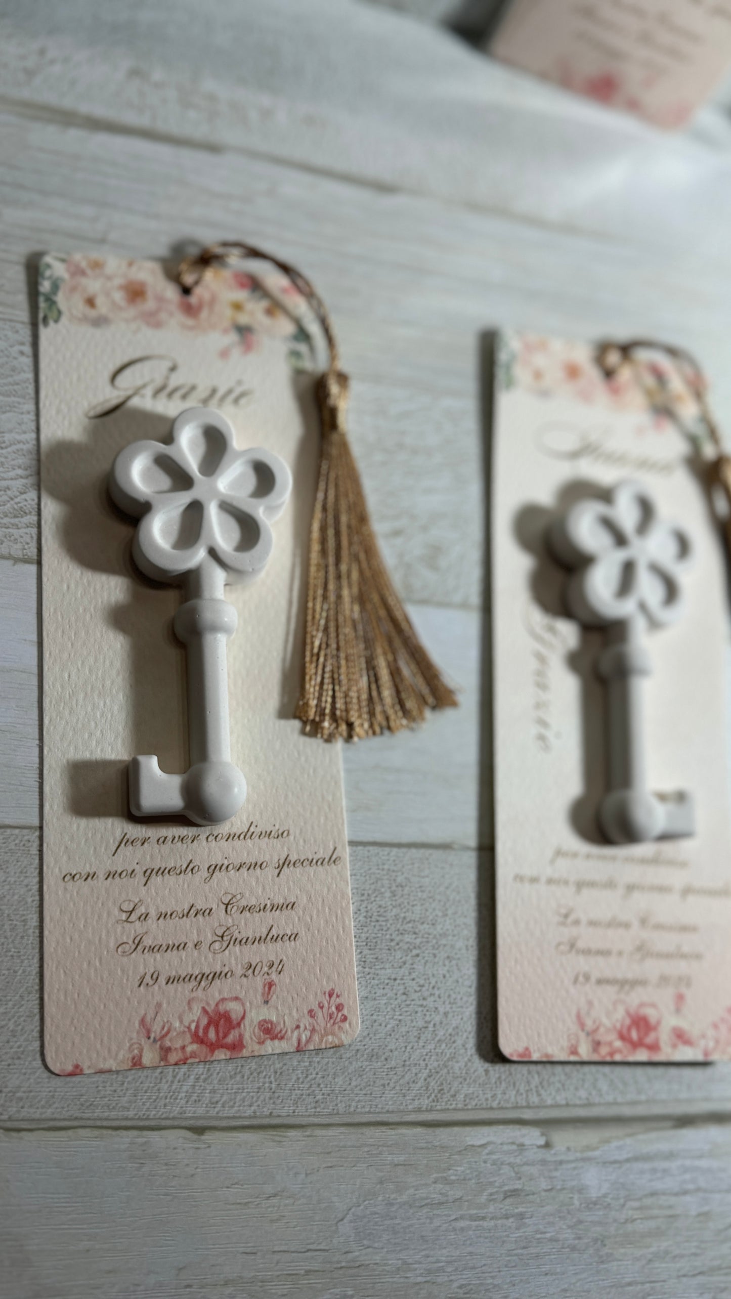 Segnaposto chiave gessetto profumato personalizzato Comunione & Cresima