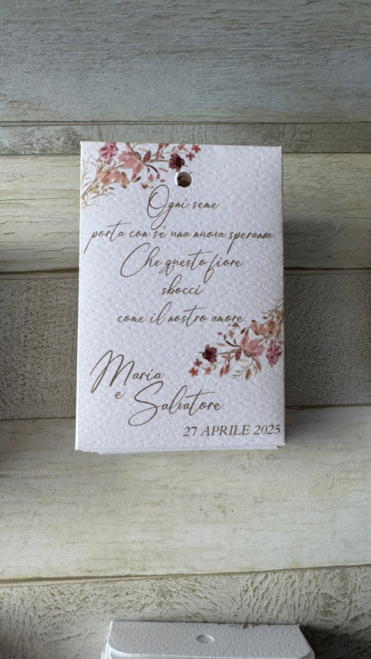 Segnaposto in bustina personalizzata con semi "Fiori" - specifici su richiesta