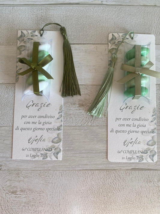 Segnaposto a segnalibro con confetti personalizzabile