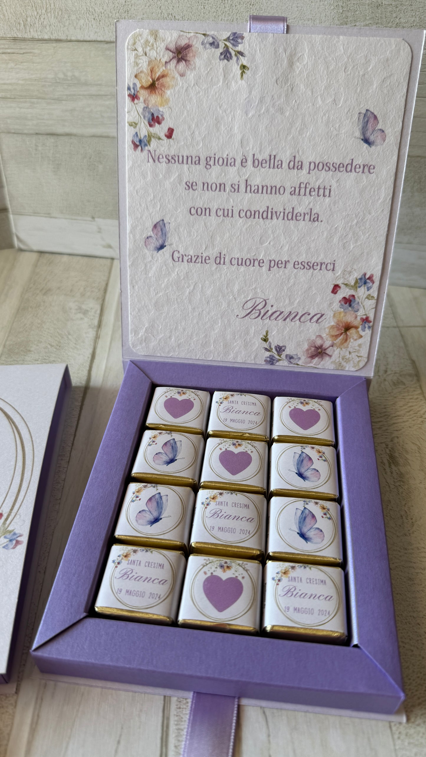 Scatola con cioccolatini personalizzabile - 25x25mm