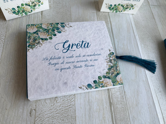 Bomboniera Comunione e Cresima – Cofanetto a Scorrimento con Profumatore in Cera di Soia e Cioccolatini Personalizzati