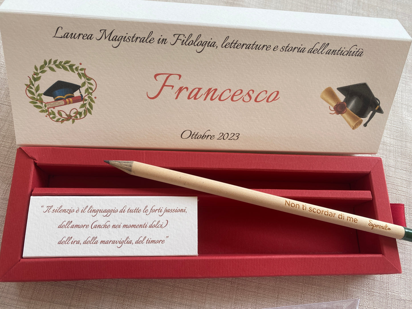 Cofanetto regalo personalizzato per Laurea con Matita Seminabile