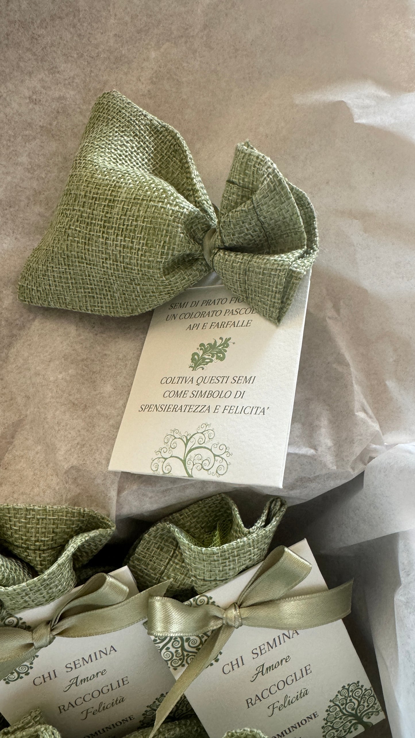 Porta Confetti in Sacchettino cotone grezzo personalizzato Comunione-Cresima