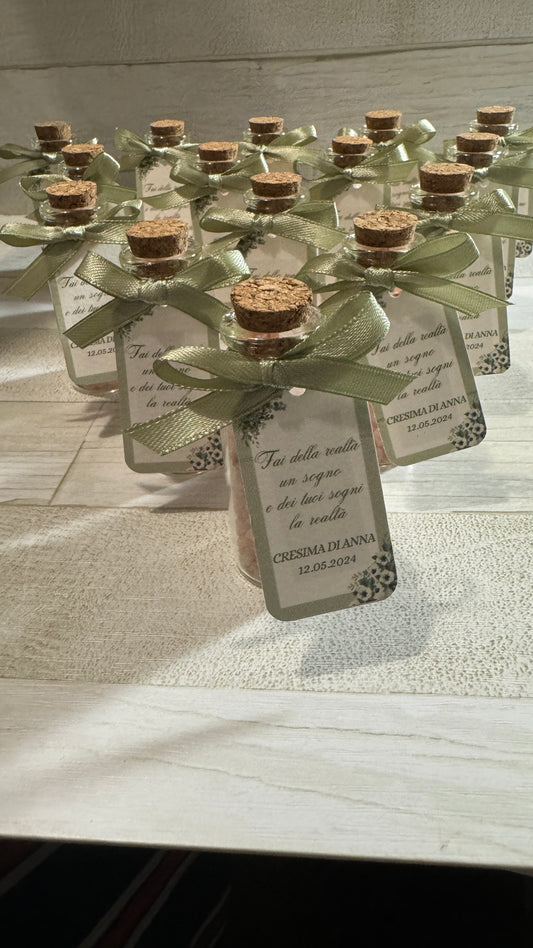 Segnaposto con spezie in provetta personalizzata