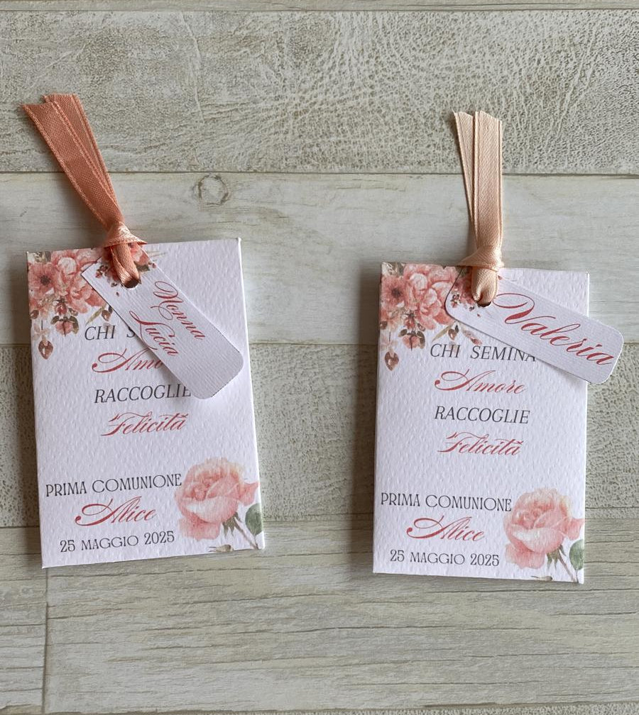 Segnaposto Comunione e Cresima – Bustina Semi Girasole o Lavanda personalizzata