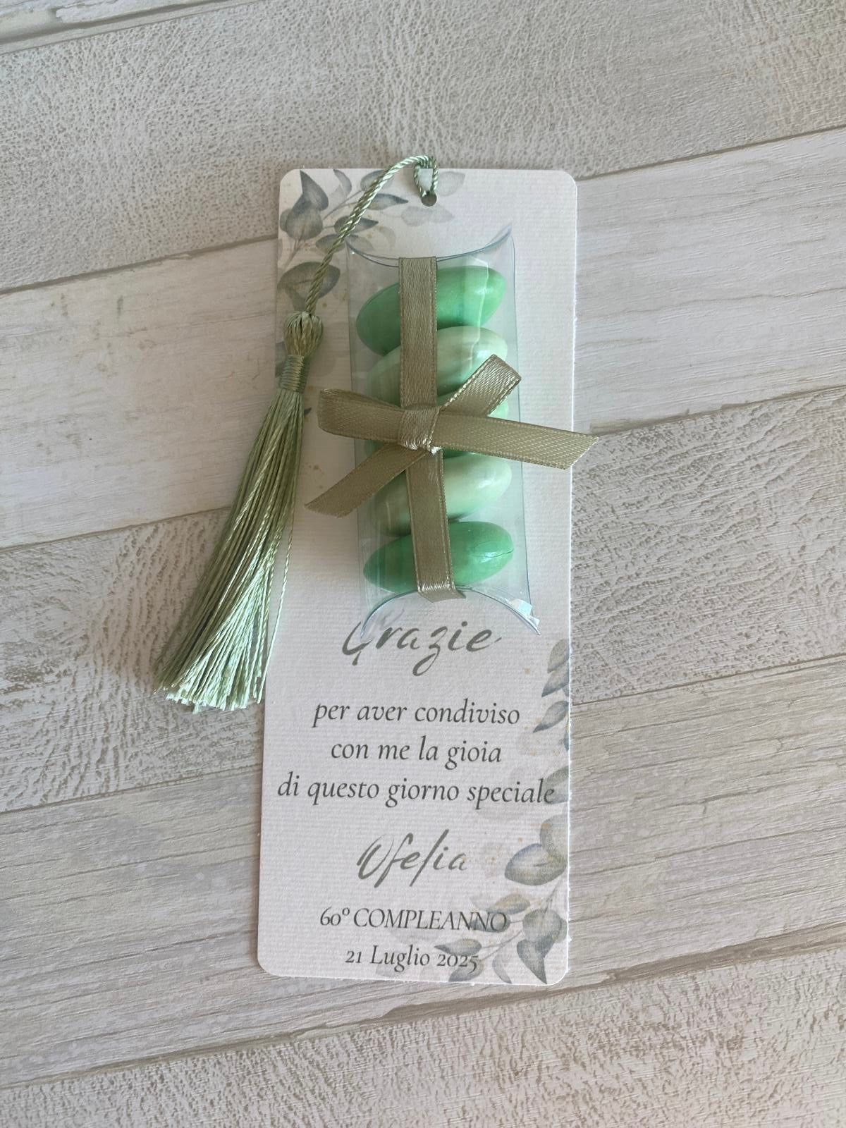 Segnaposto a segnalibro con confetti personalizzabile