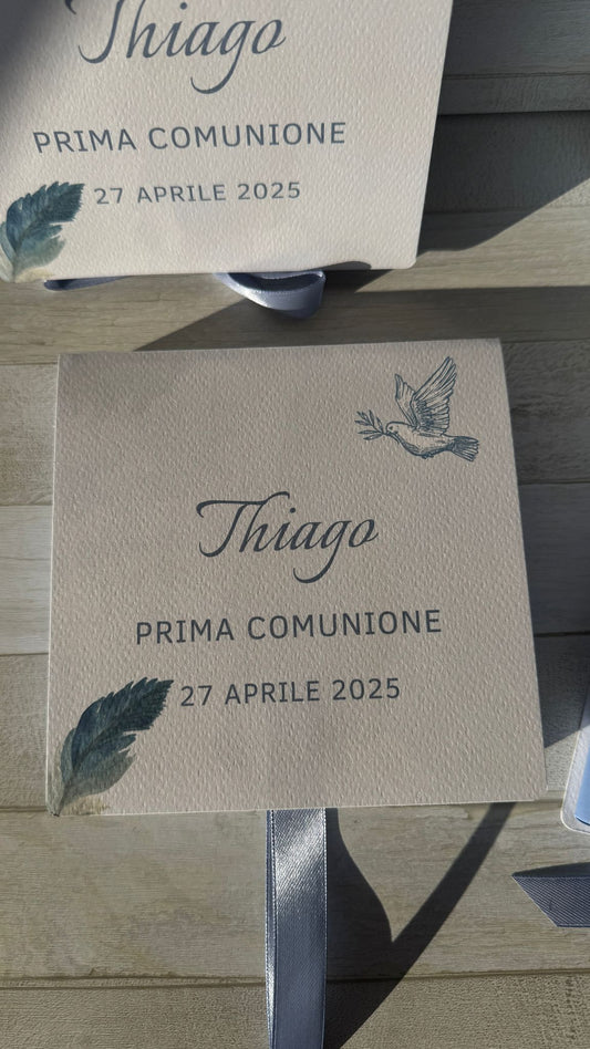 Bomboniera Comunione e Cresima – Cofanetto a Libro Quadrato con Set di 3 Spezie