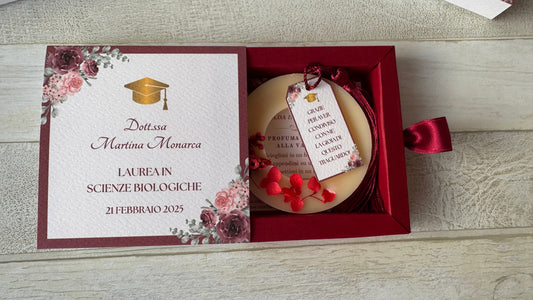 Cofanetto a Scorrimento Personalizzato per Laurea con Tart Profumata in Cera di Soia