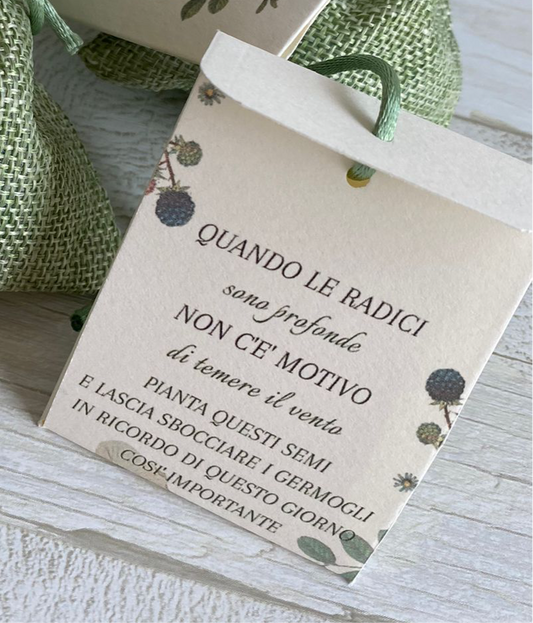 Segnaposto "Prato Fiorito" in bustina personalizzata Comunione-Cresima