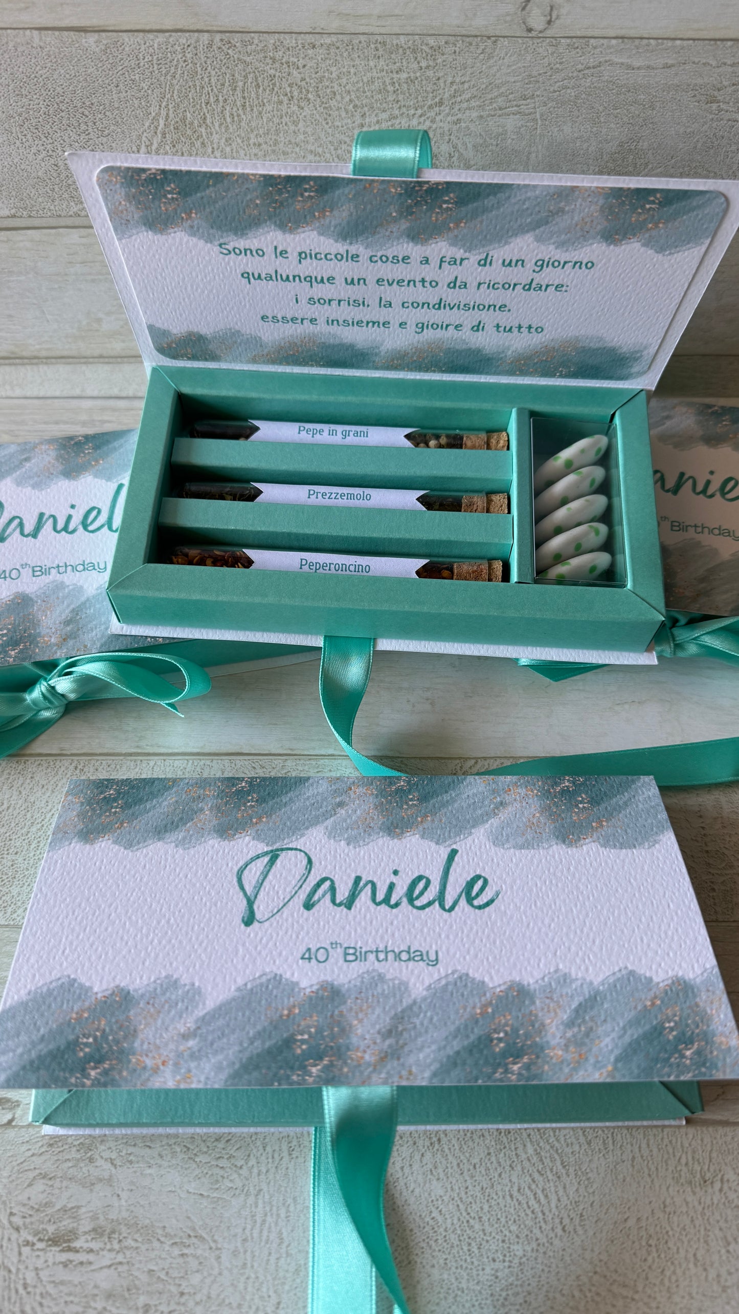 Cofanetto regalo personalizzata con set di 3 di spezie per Comunione-Cresima