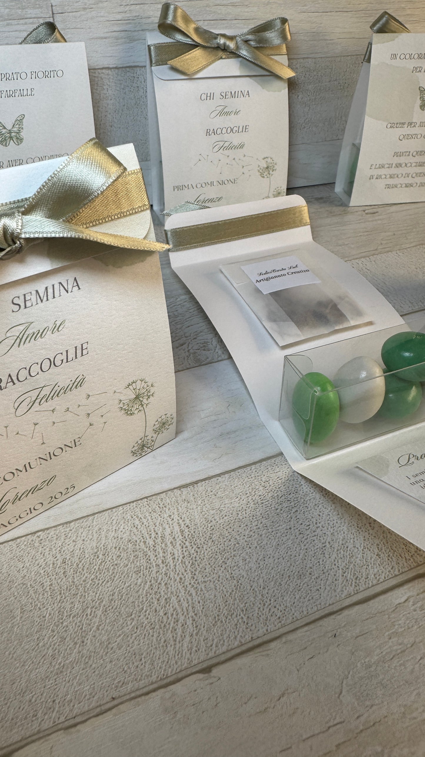 Bustina personalizzata con semi Fiori o Erbe e confetti (aperta ai lati)