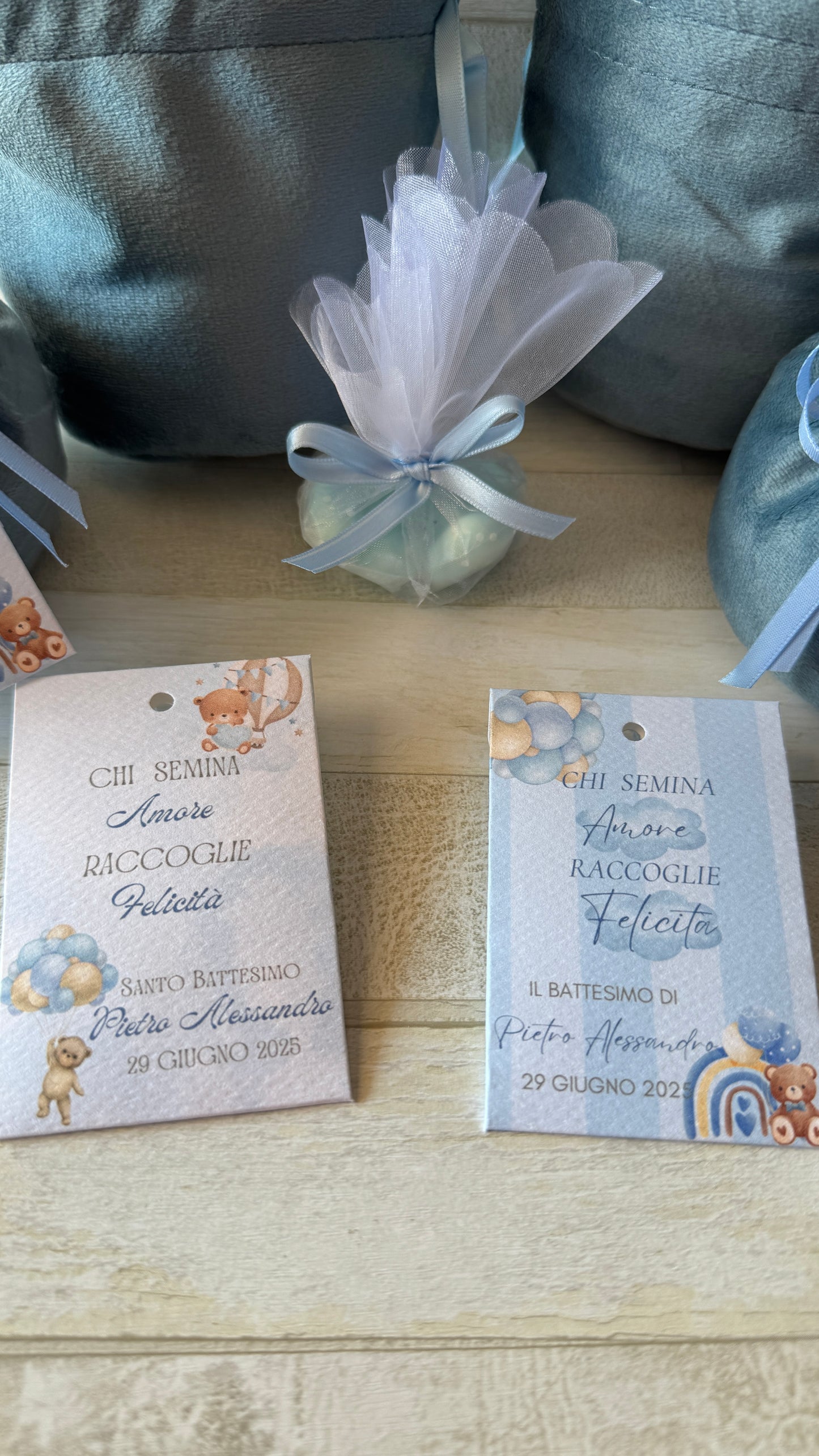 Porta Confetti in Sacchettino vellutino personalizzato Battesimo