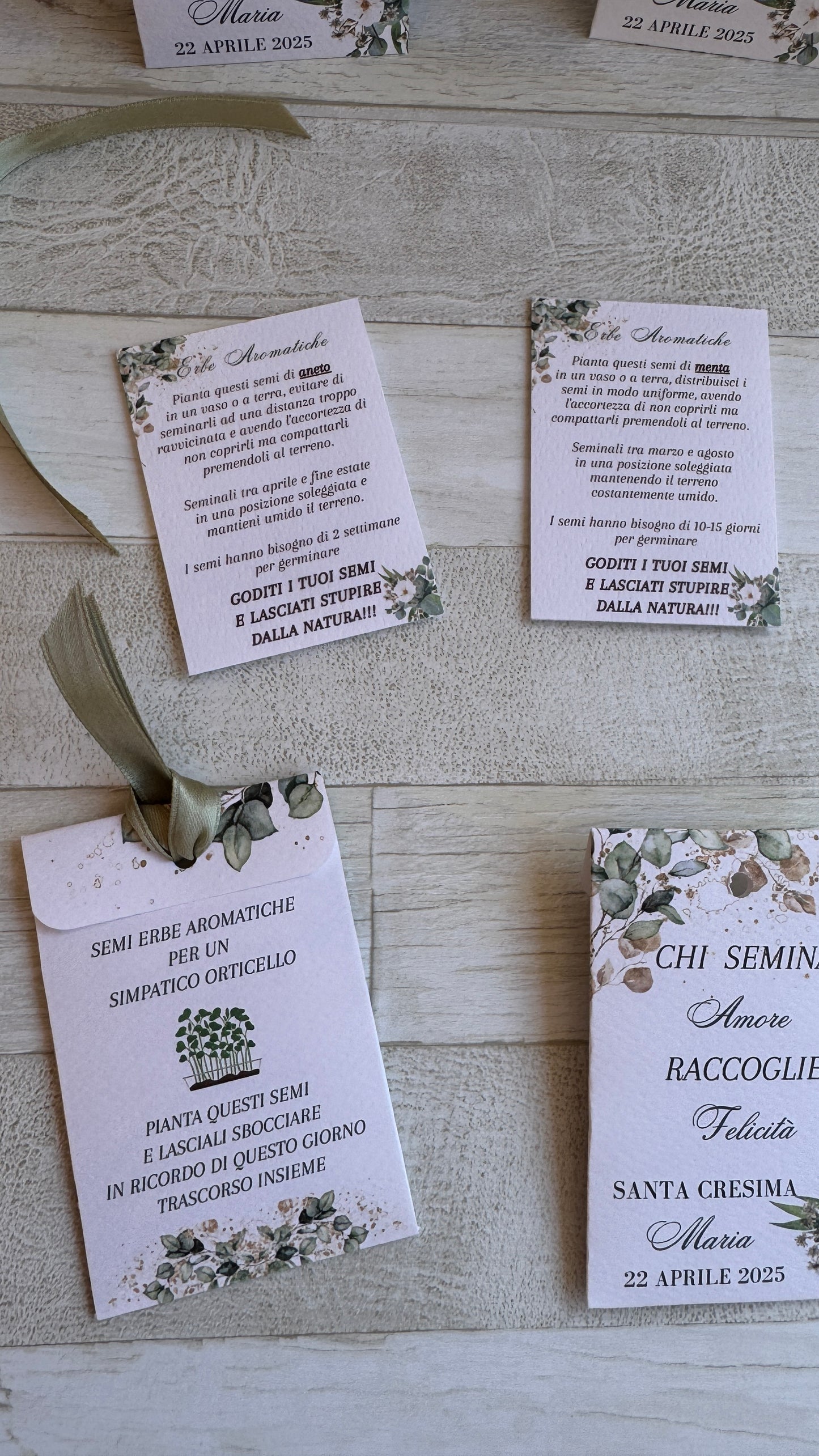 Segnaposto in bustina personalizzata con semi "Erbe Aromatiche"