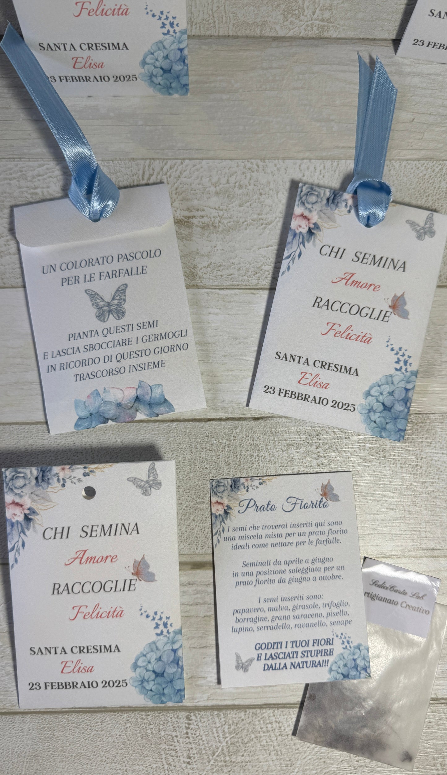 Segnaposto seminabile in bustina personalizzata con semi "Prato Fiorito"