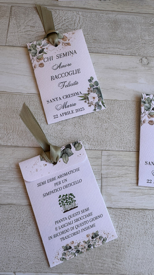Segnaposto in bustina personalizzata con semi "Erbe Aromatiche"