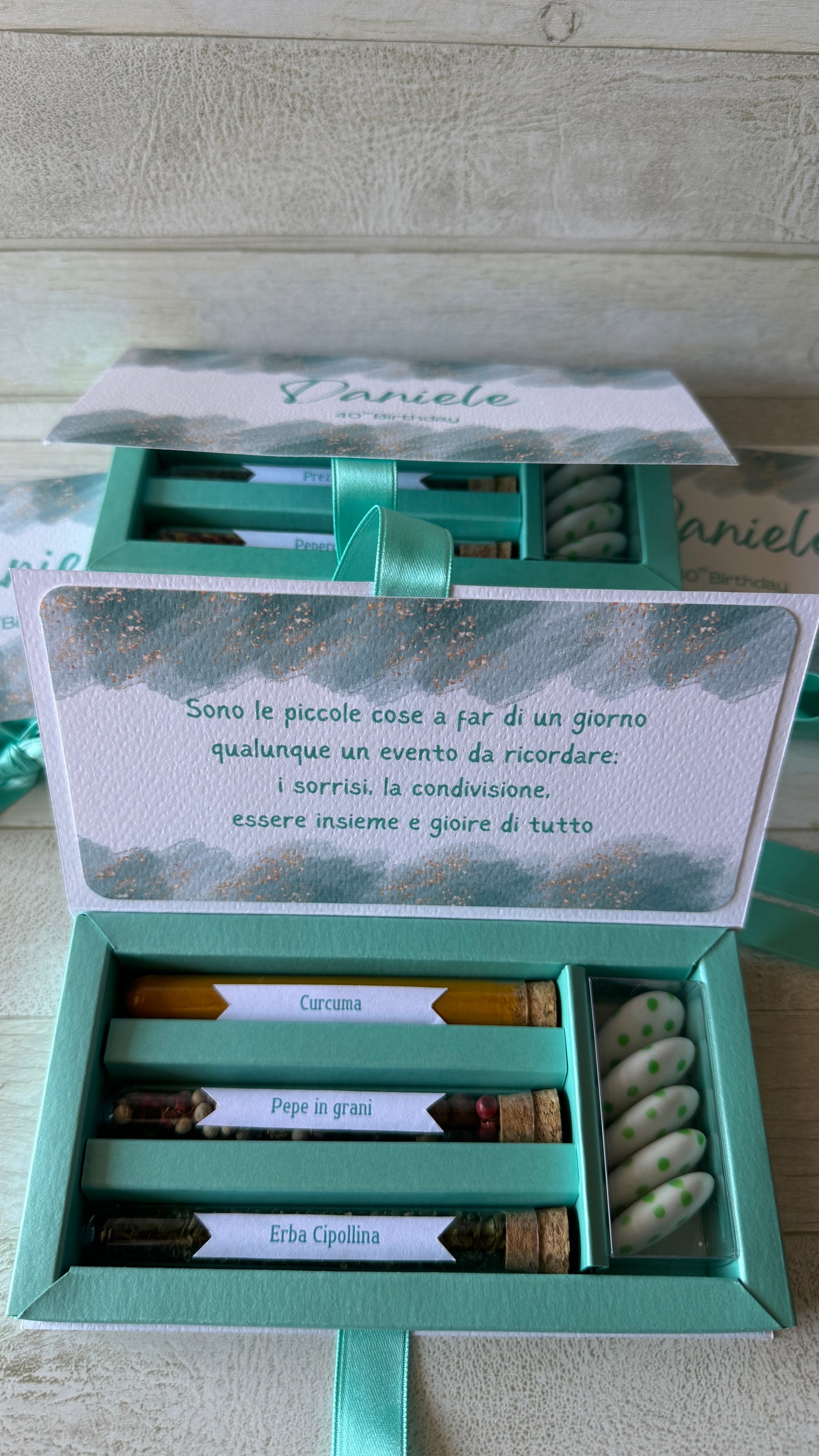 Cofanetto regalo personalizzata con set di 3 di spezie per Comunione-Cresima