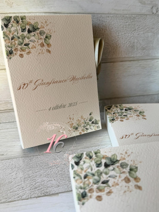 Bomboniera a libro con Cuore in gesso profumato e confetti - apertura a lato