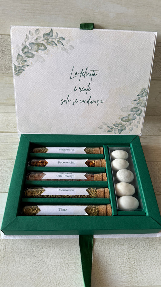 Bomboniera Laurea – Cofanetto a Libro con Set di 5 Spezie
