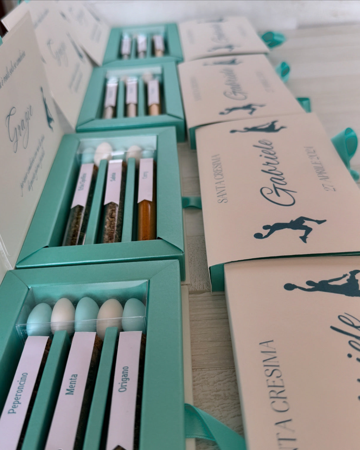 Cofanetto regalo personalizzata con set di 3 di spezie per Comunione-Cresima