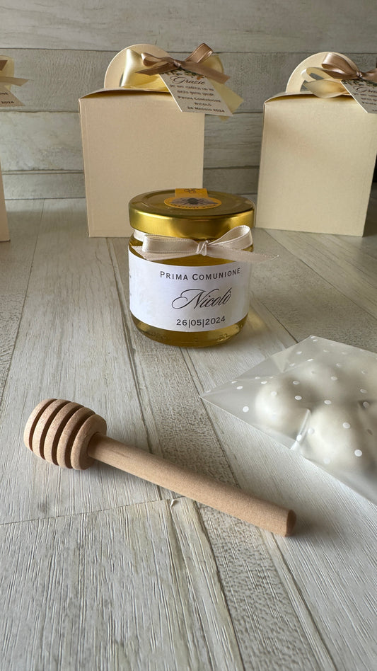 Bomboniera Comunione e Cresima con Vasetto di Miele 120 g – Box stile “Lanterna”