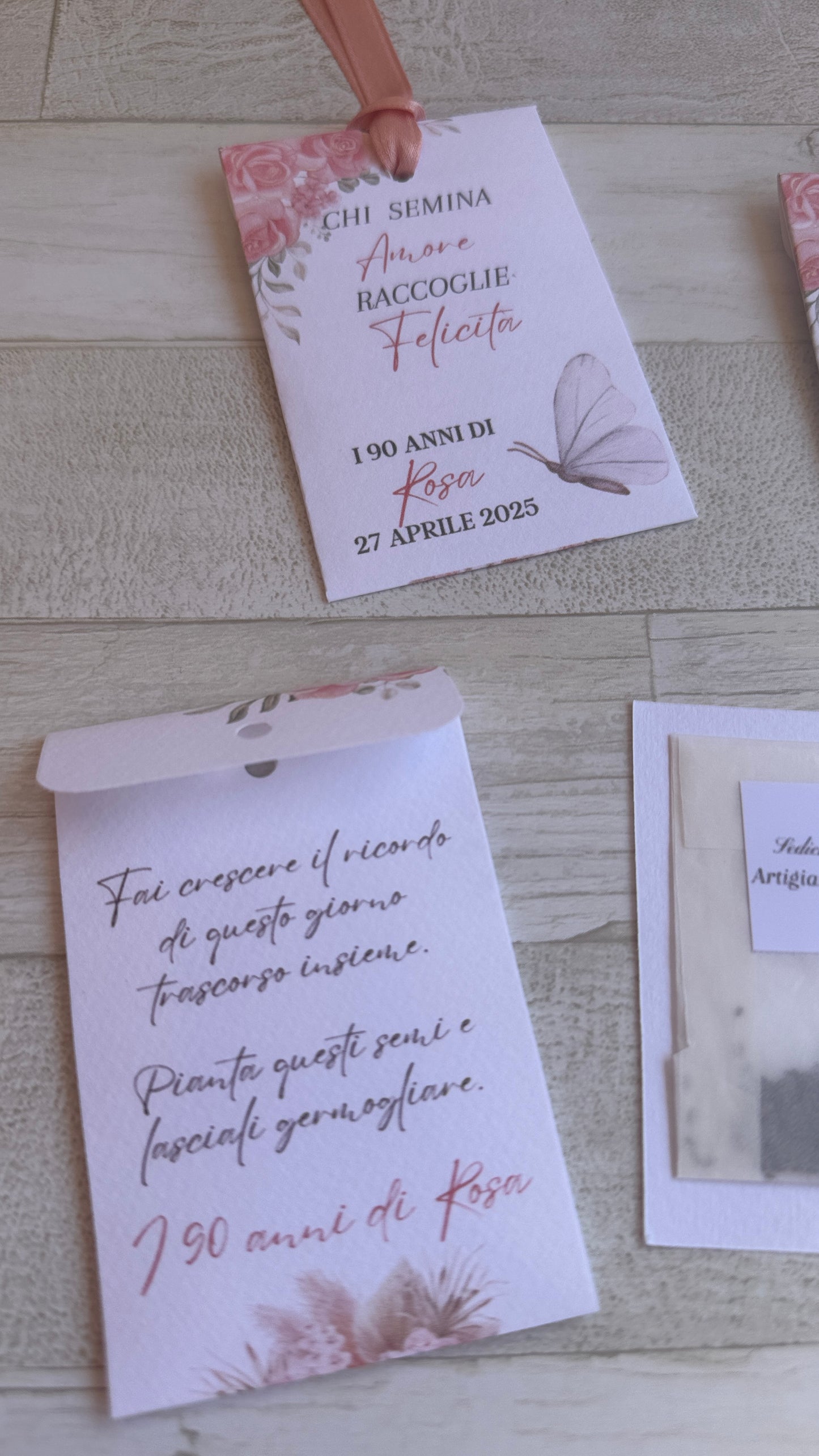 Segnaposto in bustina personalizzata con semi "Fiori" - specifici su richiesta