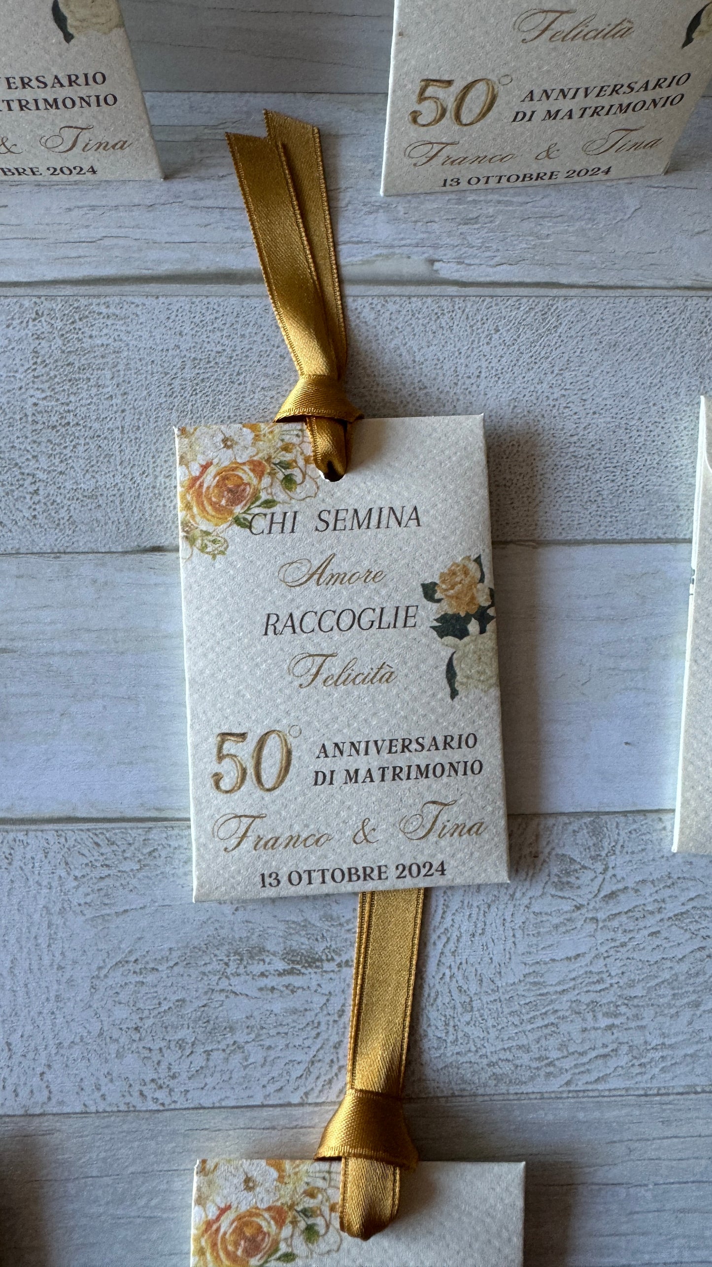 Segnaposto seminabile in bustina personalizzata con semi "Prato Fiorito"