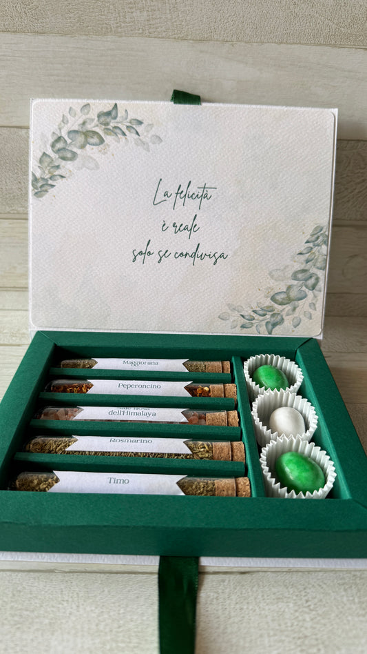 Cofanetto regalo personalizzato con set di 5 di spezie per Laurea