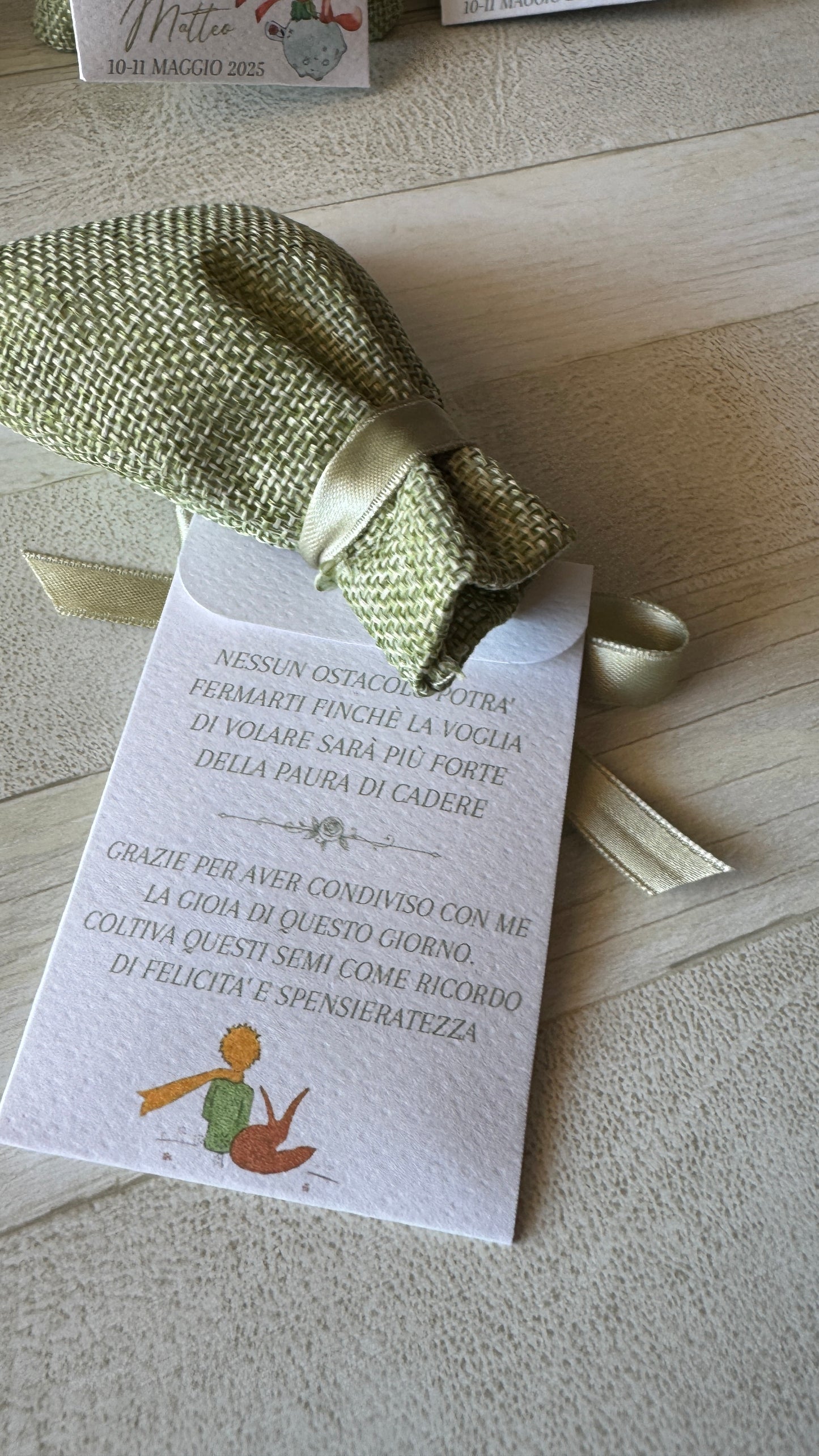 Porta Confetti in Sacchettino stoffa personalizzato Battesimo