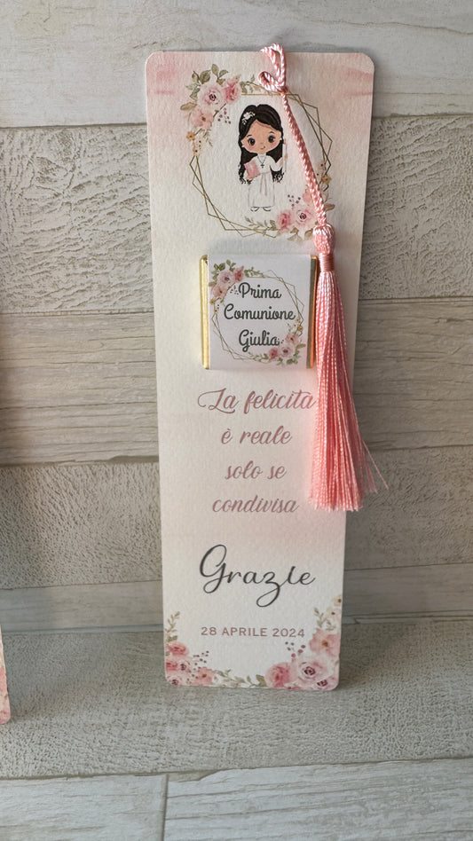 Segnaposto Comunione e Cresima - Segnalibro con Cioccolatini Personalizzati