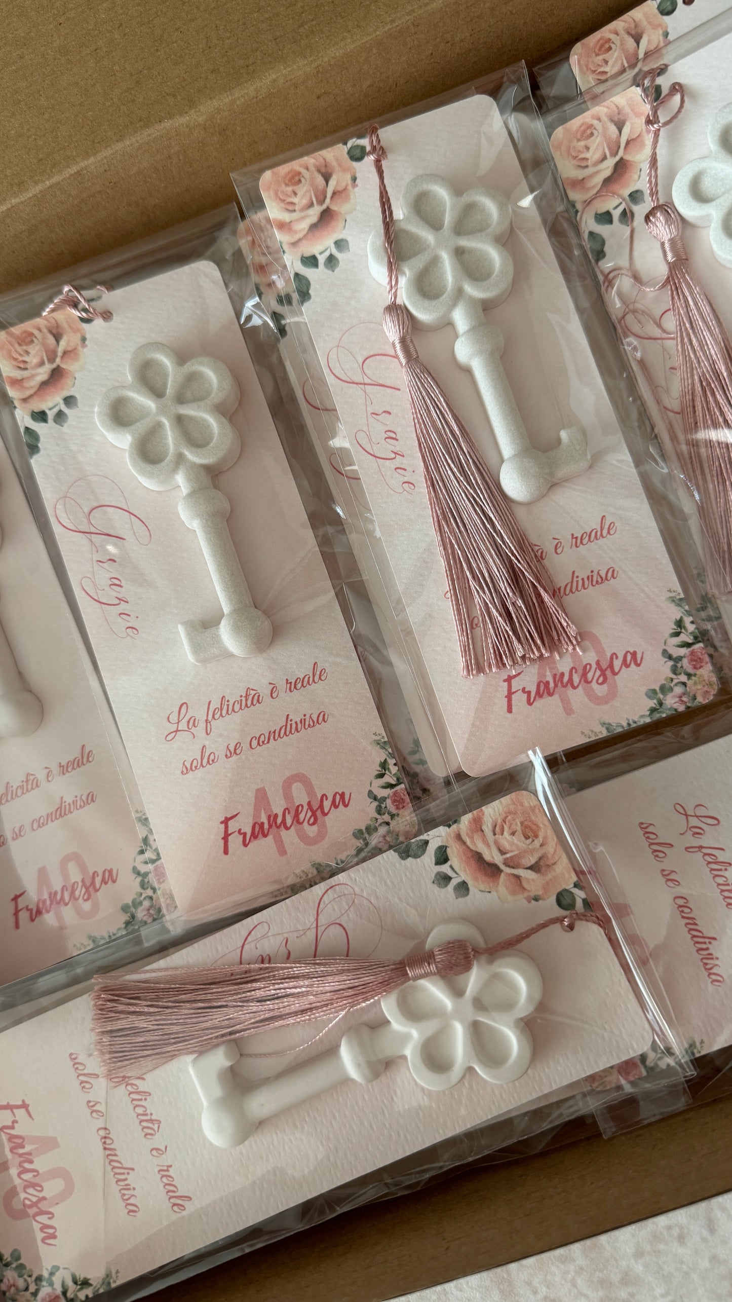 Segnaposto Compleanno – Segnalibro con Profumatore "Chiave" in Gesso