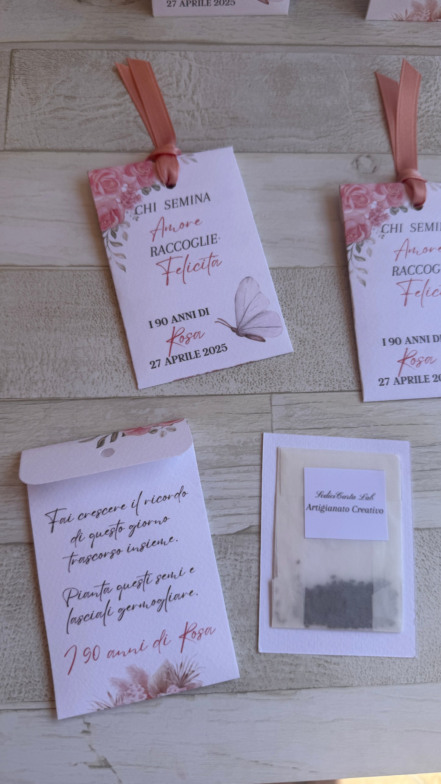 Segnaposto in bustina personalizzata con semi "Fiori" - specifici su richiesta