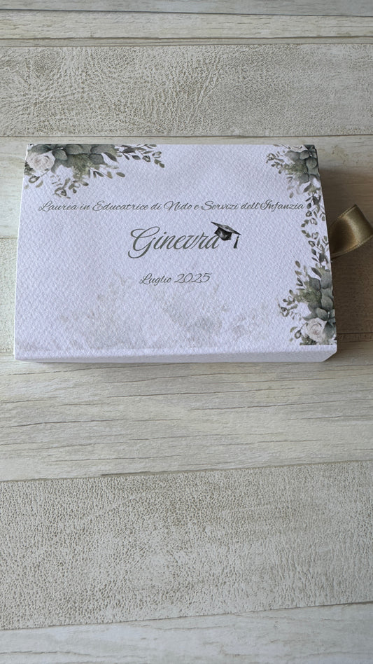 Bomboniera con Cuore in gesso profumato e confetti - confezione a scorrimento
