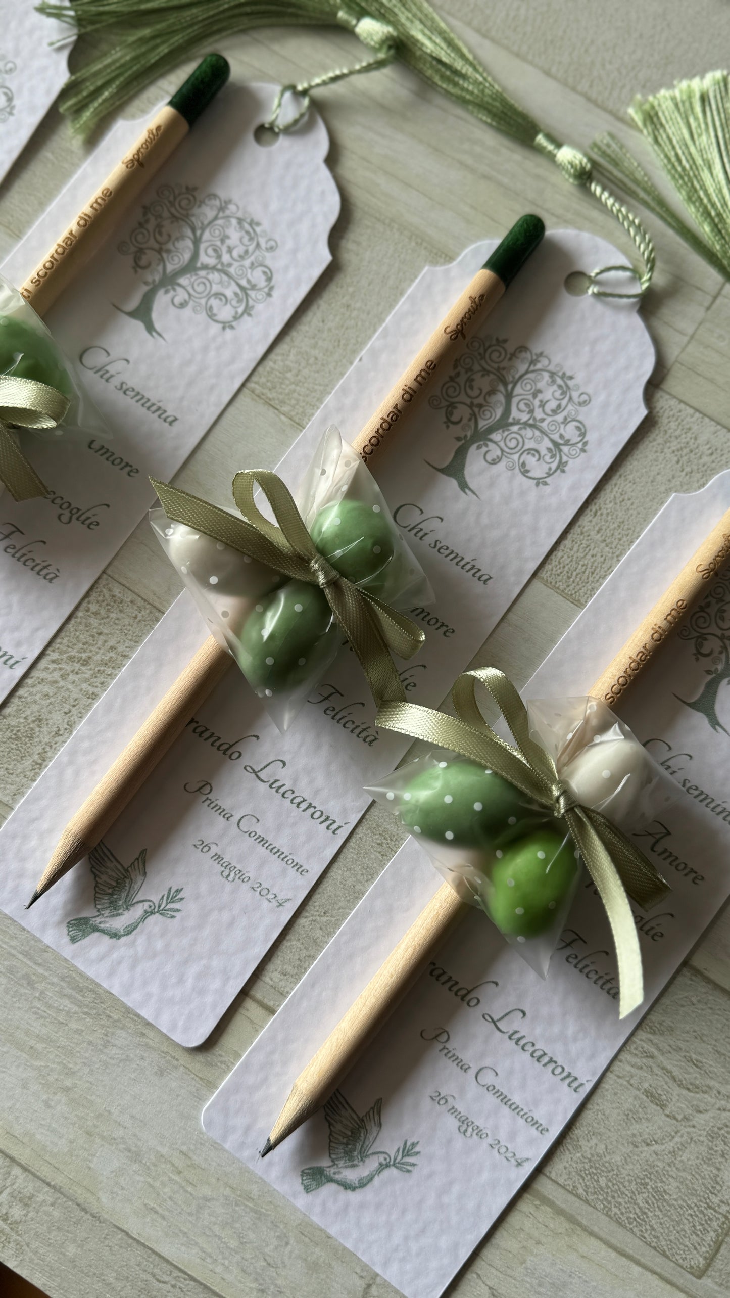 Segnalibro Personalizzato Comunione-Cresima con Matita Seminabile e confetti