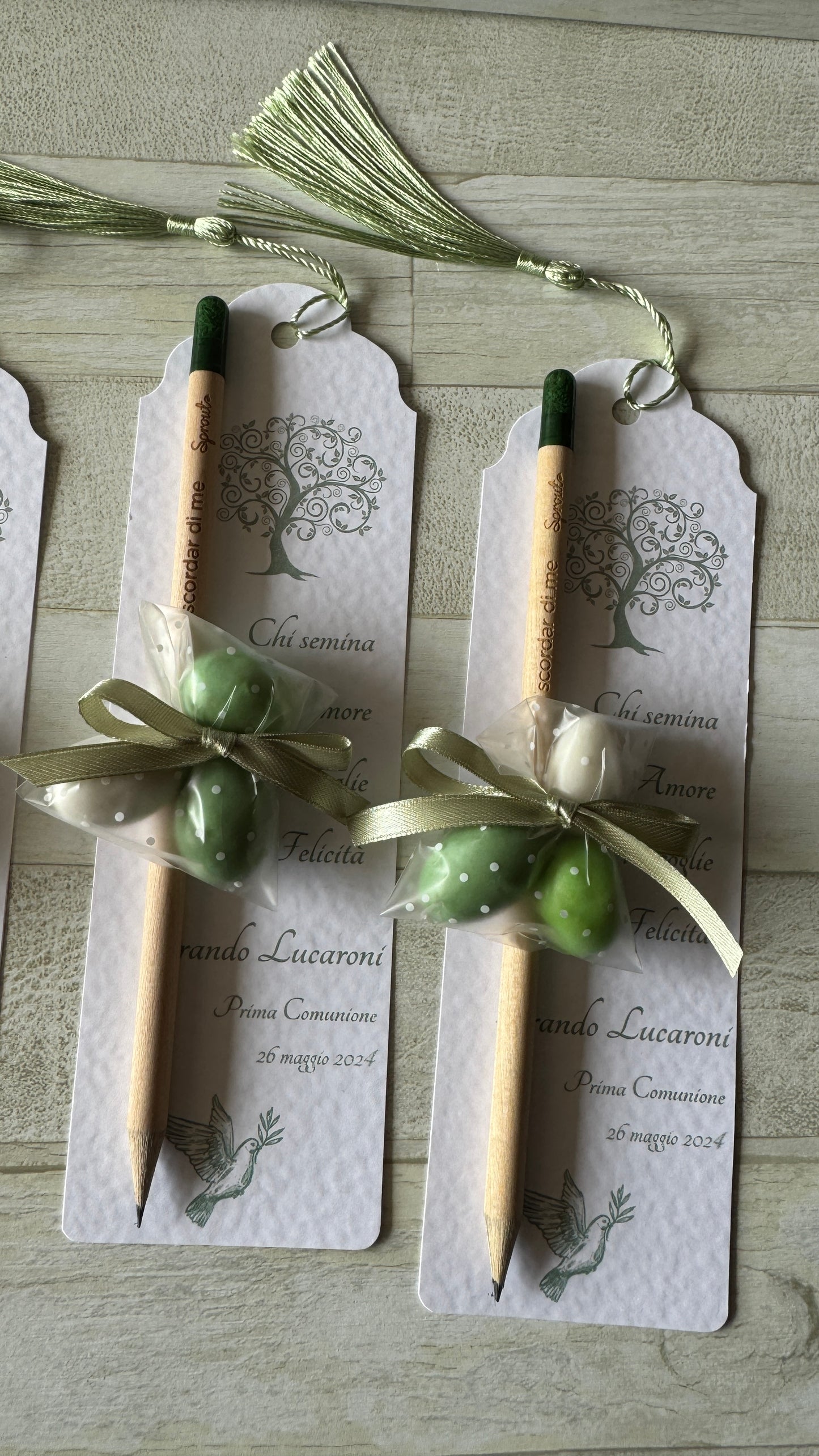 Segnalibro Personalizzato Comunione-Cresima con Matita Seminabile e confetti