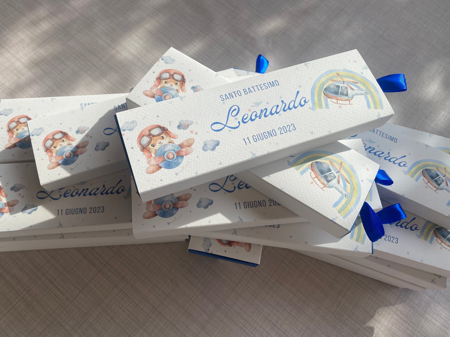 Cofanetto regalo personalizzato per Battesimo porta matita