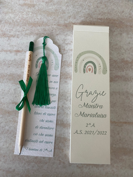 Segnalibro Personalizzato per Maestre con Matita Seminabile e astuccio