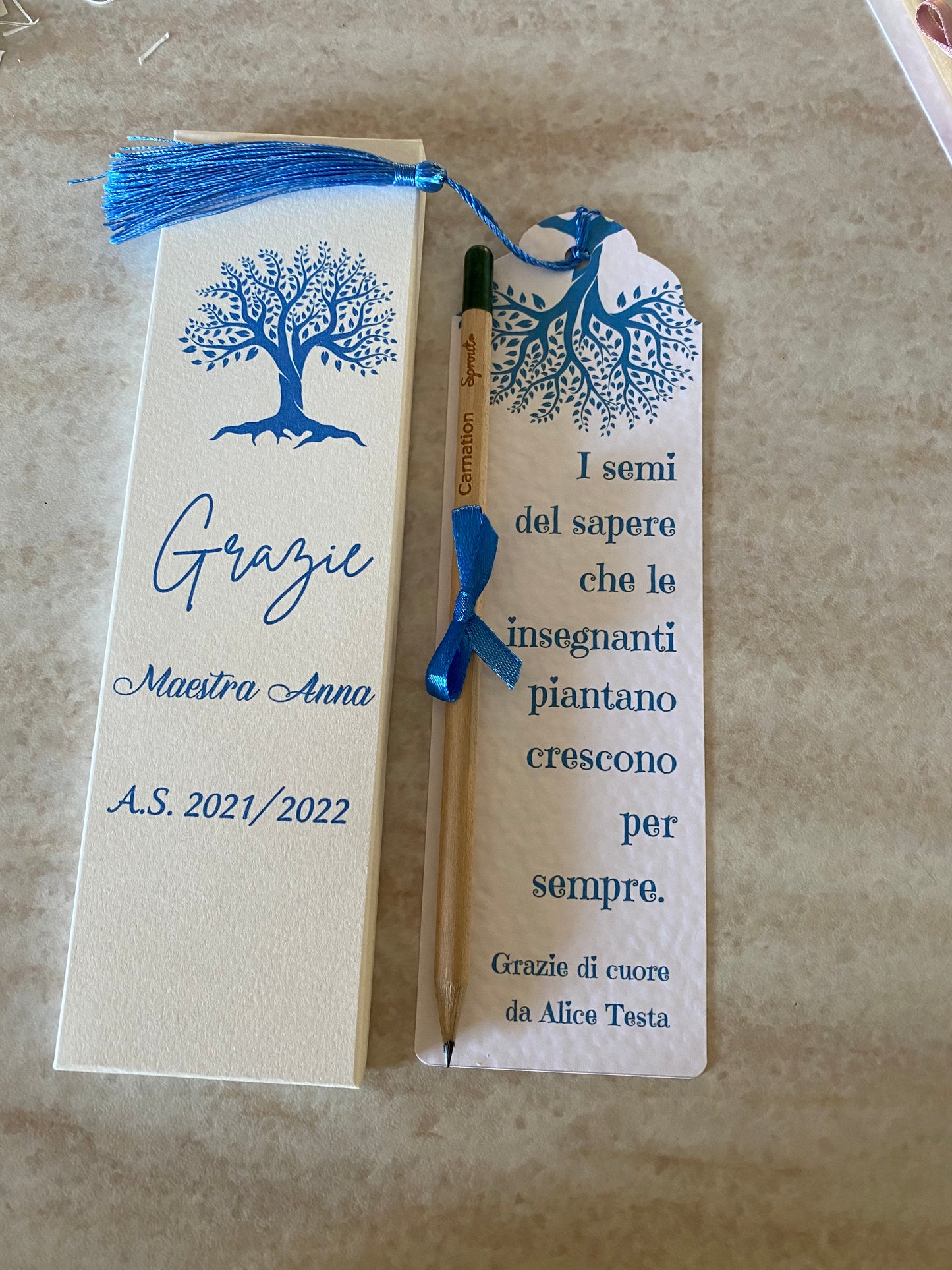 Segnalibro Personalizzato Comunione-Cresima con Matita Seminabile e confetti