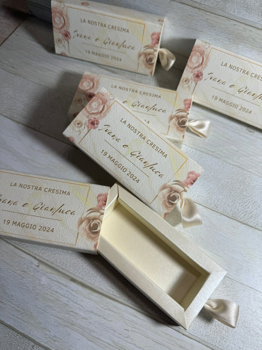 Porta confetti in scatola degustazione personalizzabile - 5 confetti