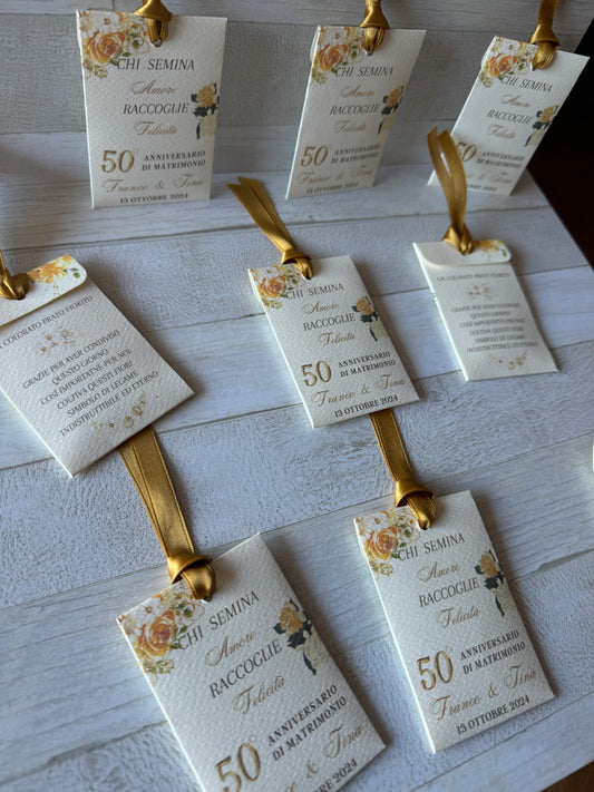 Segnaposto Anniversario Nozze – Bustina Semi "Prato Fiorito" Personalizzata