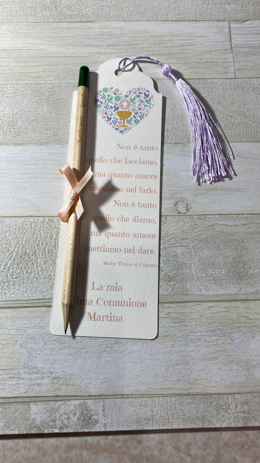 Segnalibro Personalizzato Comunione-Cresima con Matita Seminabile