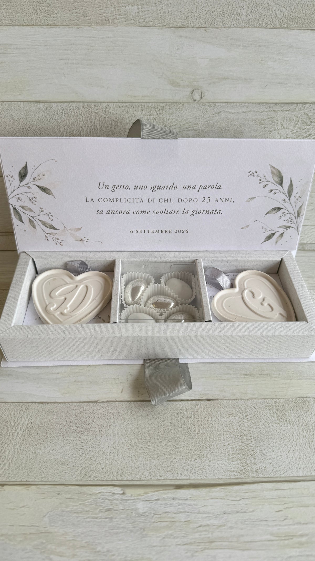 Bomboniera Nozze con Cuore in Gesso Profumato - Cofanetto a Libro