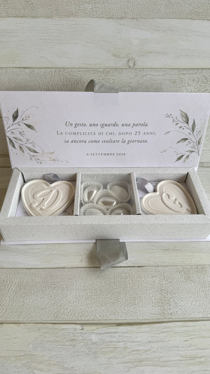 Bomboniera Nozze con Cuore in Gesso Profumato - Cofanetto a Libro