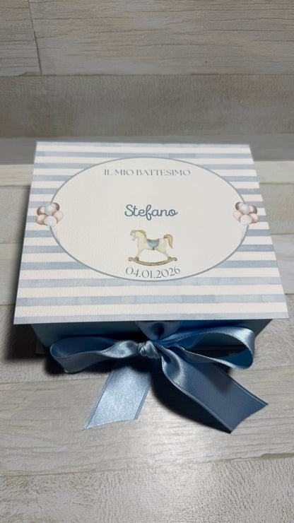 Bomboniera Battesimo con Vasetto di Miele 140 g – Cofanetto a Libro