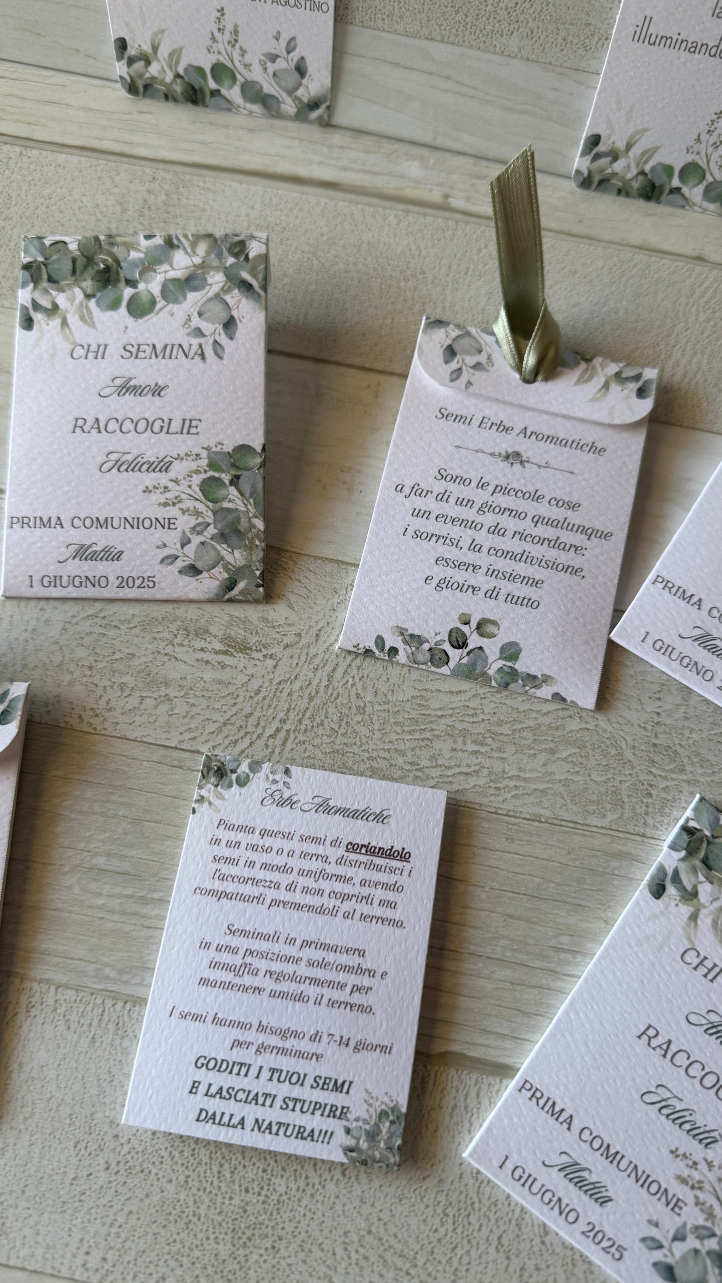 Segnaposto Comunione e Cresima – Bustina con Semi "Erbe Aromatiche" Personalizzata