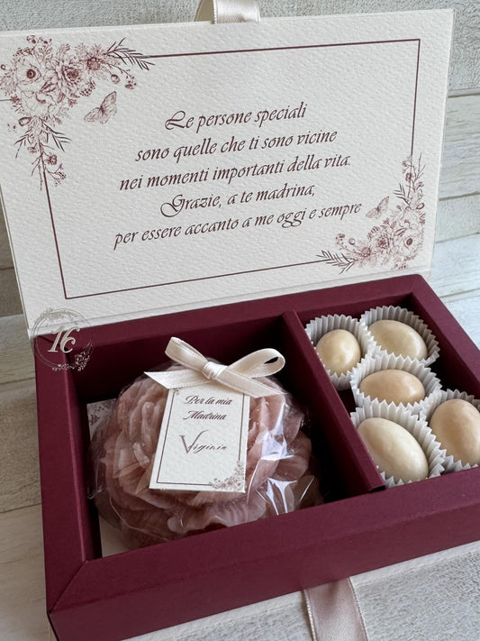 Bomboniera Comunione e Cresima con Peonia Profumata in Cera di Soia - Cofanetto a Libro