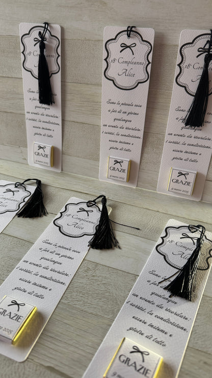 Segnaposto Diciottesimo - Segnalibro con Cioccolatini Personalizzati