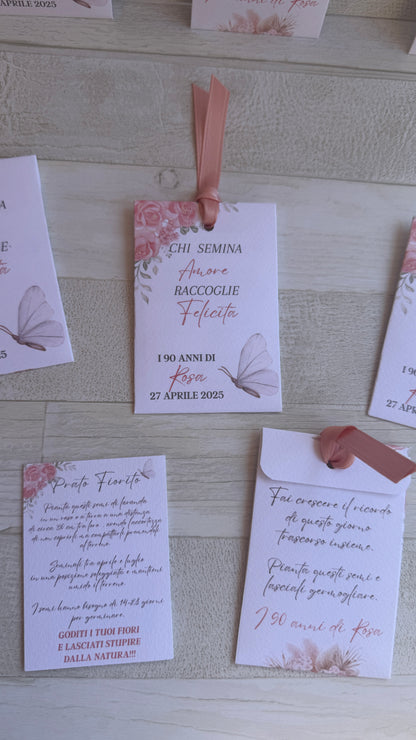 Segnaposto in bustina personalizzata con semi "Fiori" - specifici su richiesta