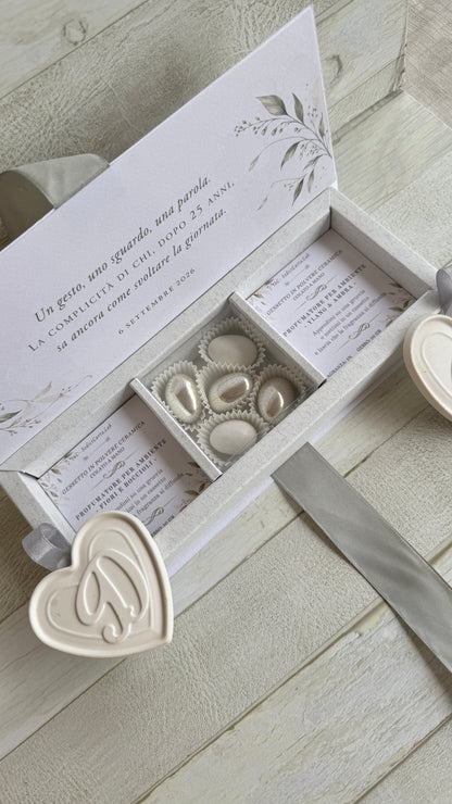 Bomboniera Nozze con Cuore in Gesso Profumato - Cofanetto a Libro