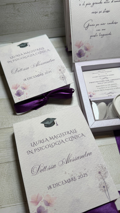 Bomboniera Laurea con Cuore in Gesso Profumato - Cofanetto a Libro Alto
