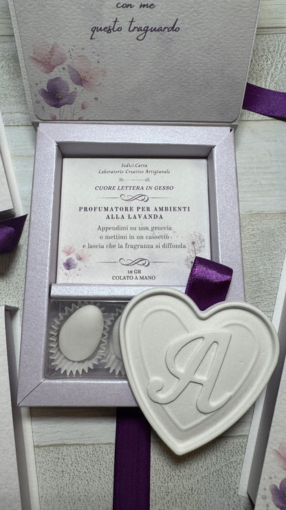 Bomboniera Laurea con Cuore in Gesso Profumato - Cofanetto a Libro Alto